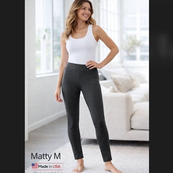 Matty M Pants - Matty M Legging Medium The Matty Charcoal Gray Pull On Mid Rise Athletic USA NWT